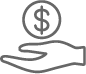 Icon of hand and dollar sign